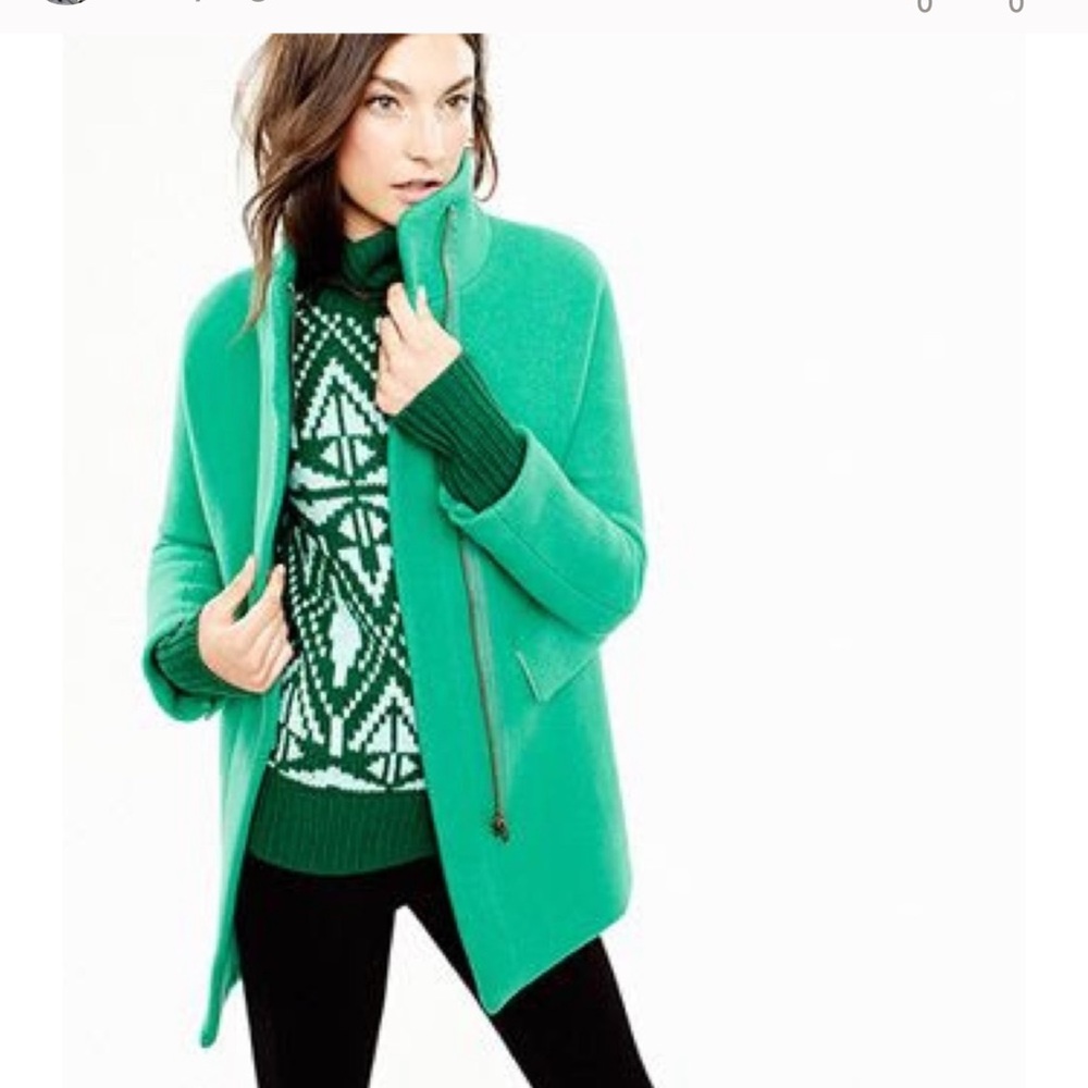 J. Crew • Cocoon Coat Italian Stadium- Cloth Wool Winter Coat Jacket in Emerald
